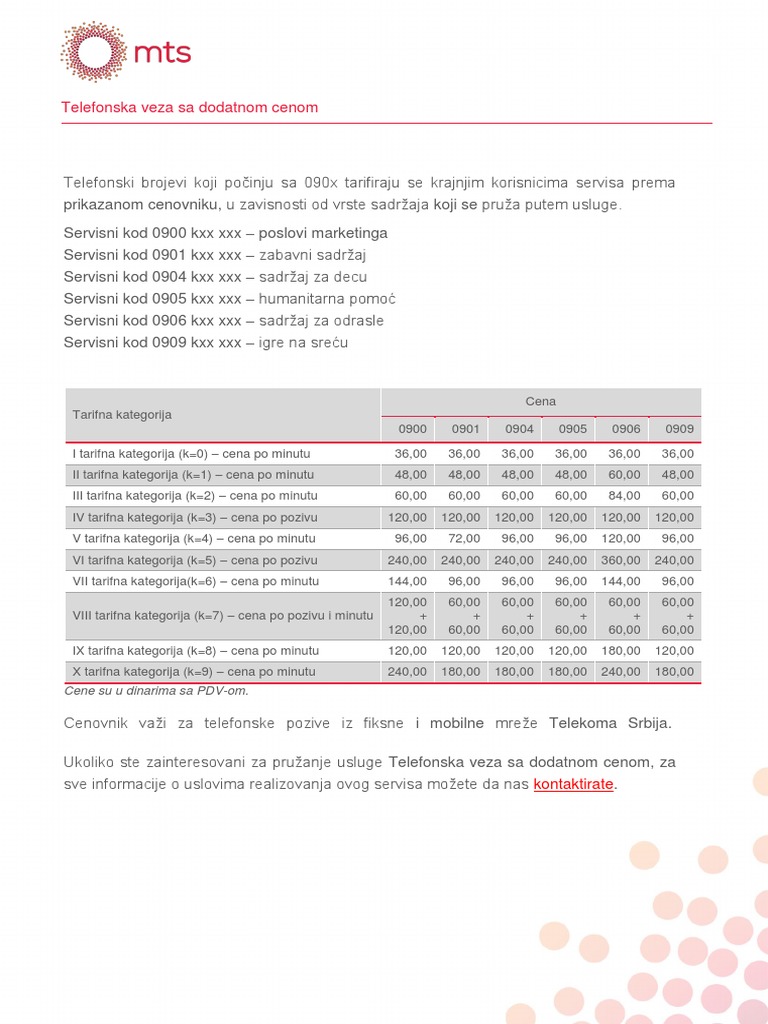 Telefonska Veza Sa Dodatnom Cenom | PDF