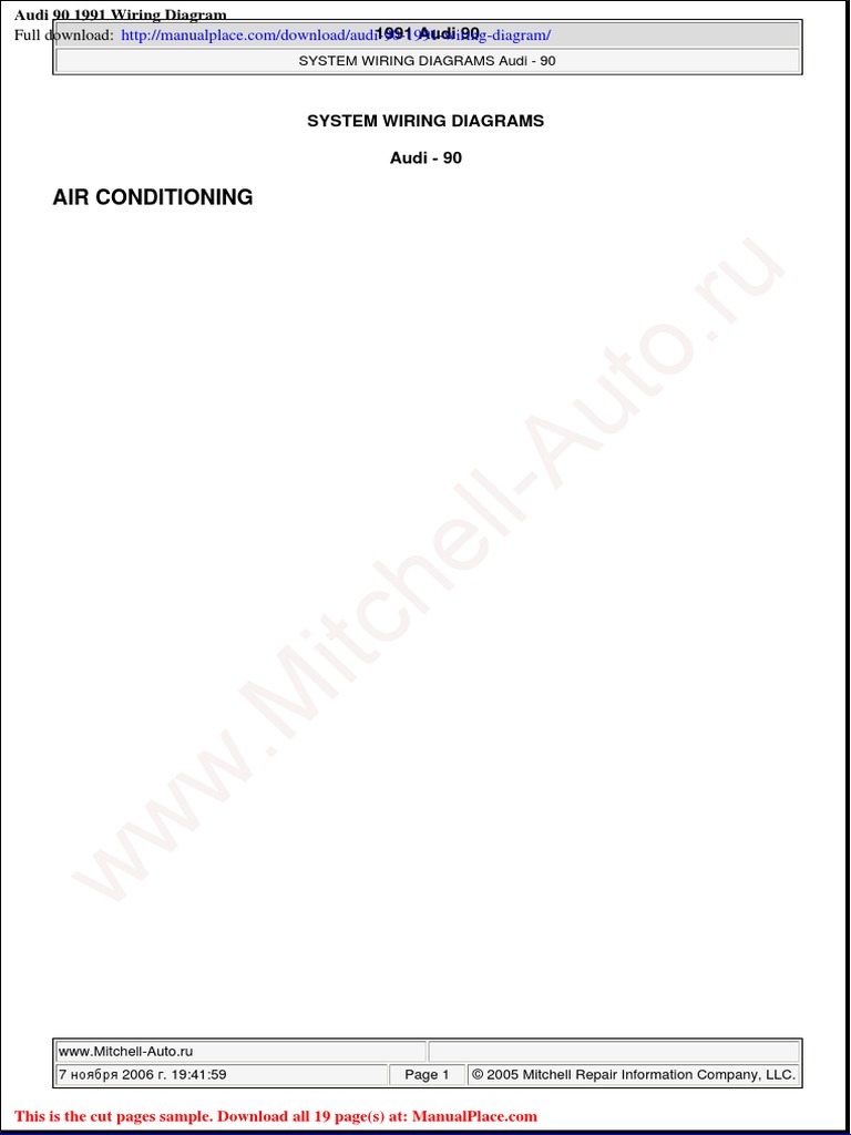 Audi 90 1991 Wiring Diagram PDF