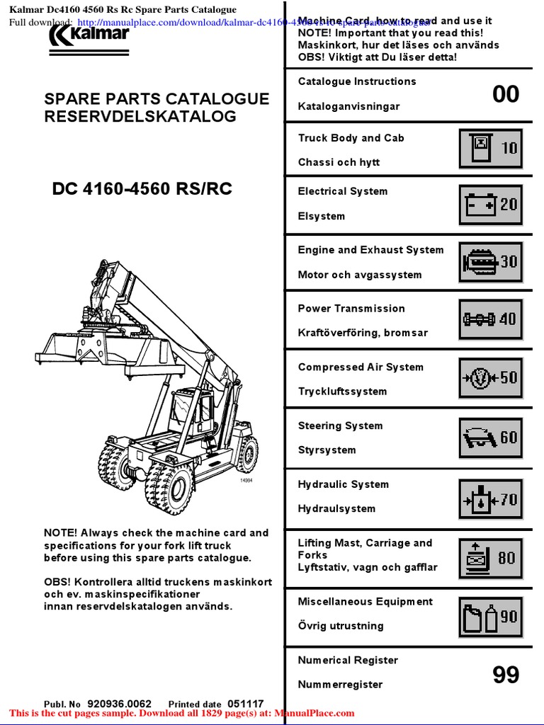 Kalmar Dc4160 4560 Rs RC Spare Parts Catalogue | PDF