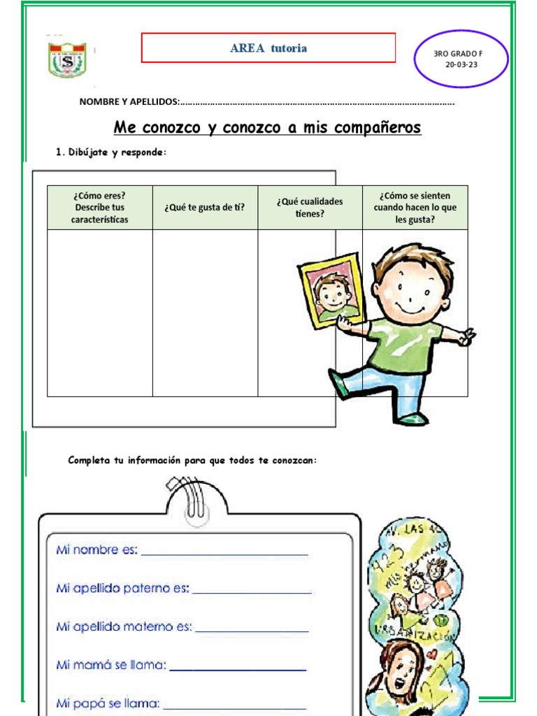 20-03-23 - Ficha de Trabajo Tutoria | PDF