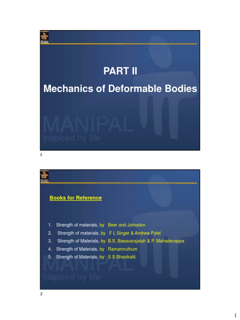 Mechanics of Deformable Bodies | PDF | Deformation (Engineering ...