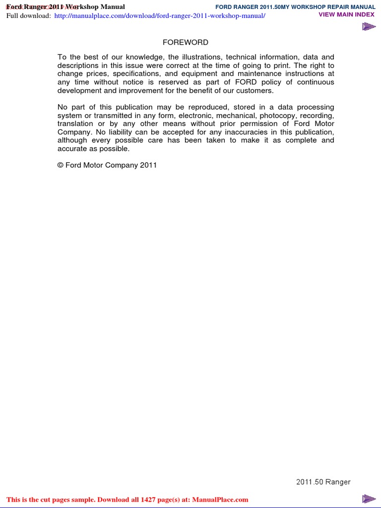 2011 FORD RANGER OWNERS MANUAL PDF visual data 7