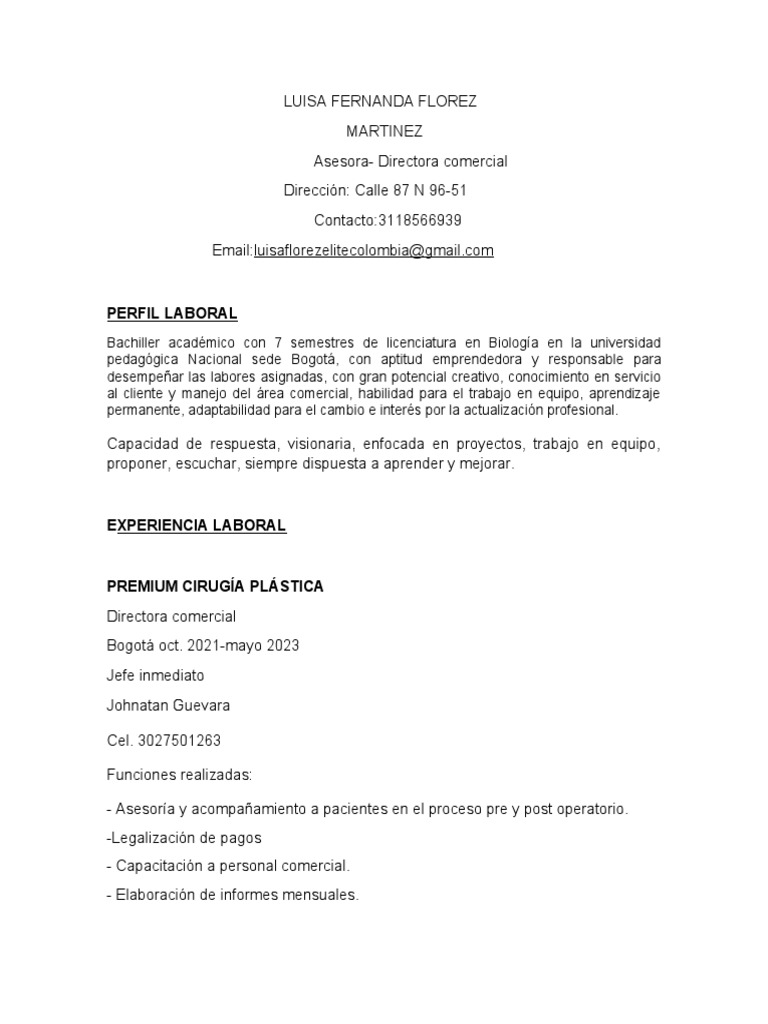 Luisa Fernanda Flórez Martínez: Perfil Profesional | PDF