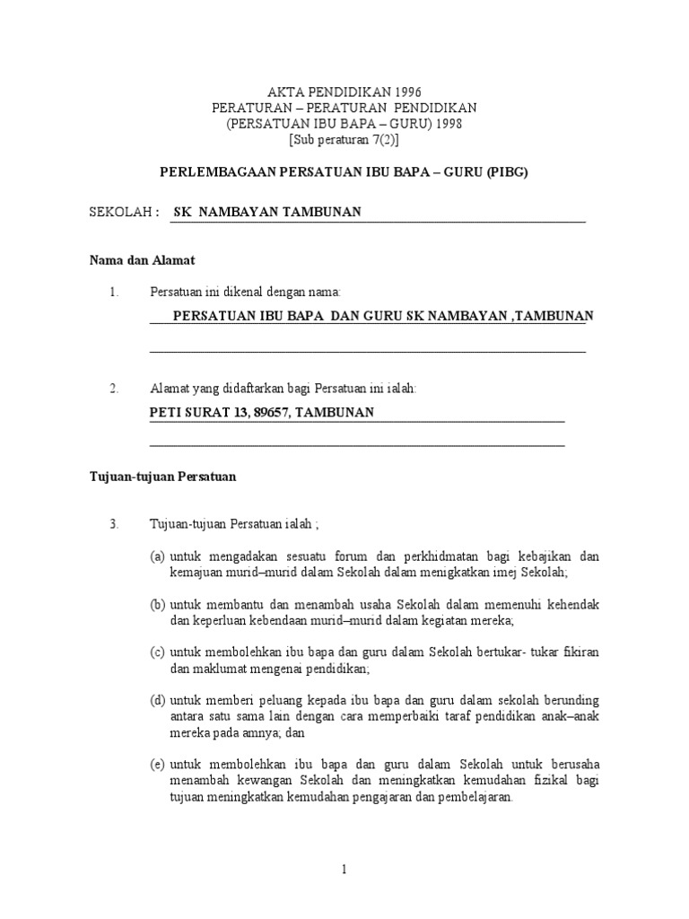 Perlembagaan Pibg Pdf