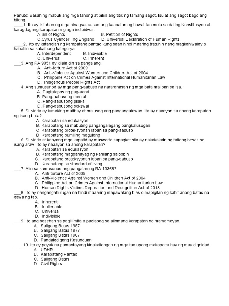 AP 4th Quarter Exam PDF