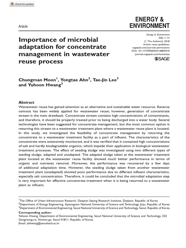 Importance of Wastewater Treatment PDF