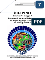 Filipino7 - q4 - Clas7 - KatangianAtPapelNgMgaTauhan - v4 - MAJA JOREY DONGOR