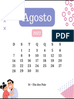 Calendário Agosto - Dezembro