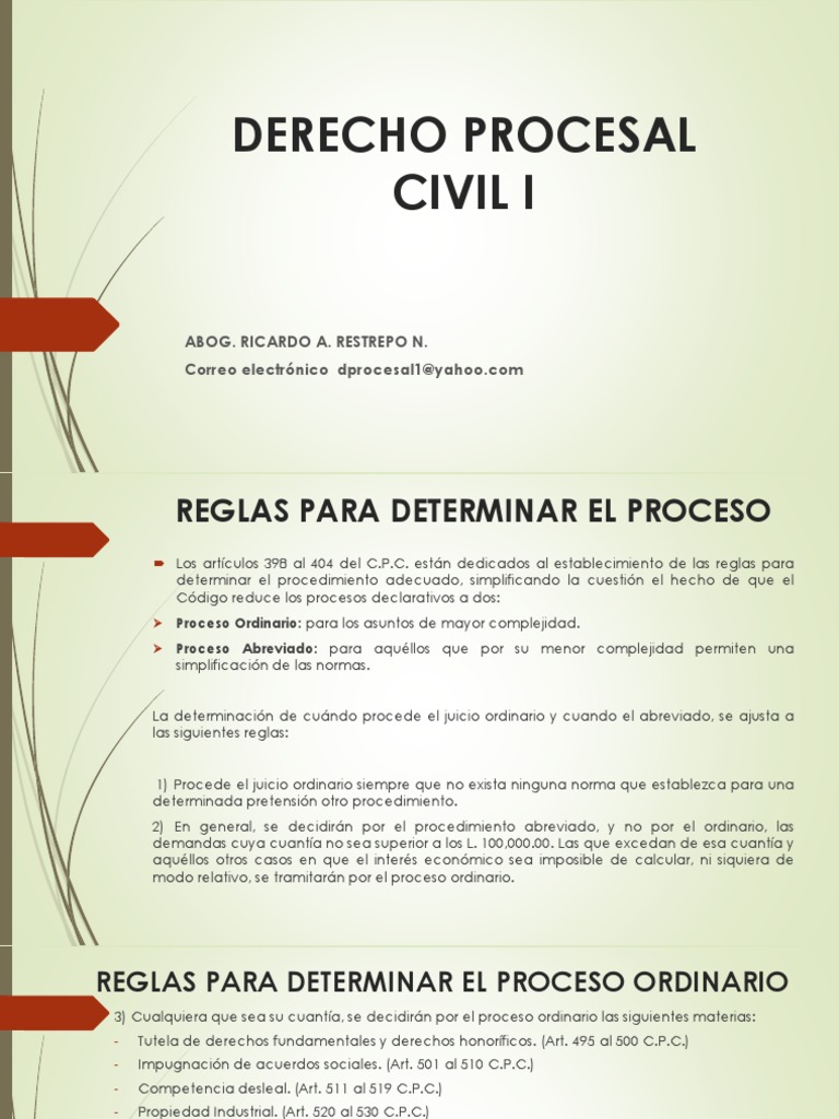 Presentación Derecho Procesal Civil Iexamenfinal | PDF | Demanda