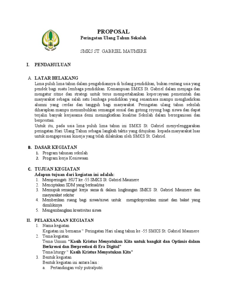 PROPOSAL HUT sekolah | PDF