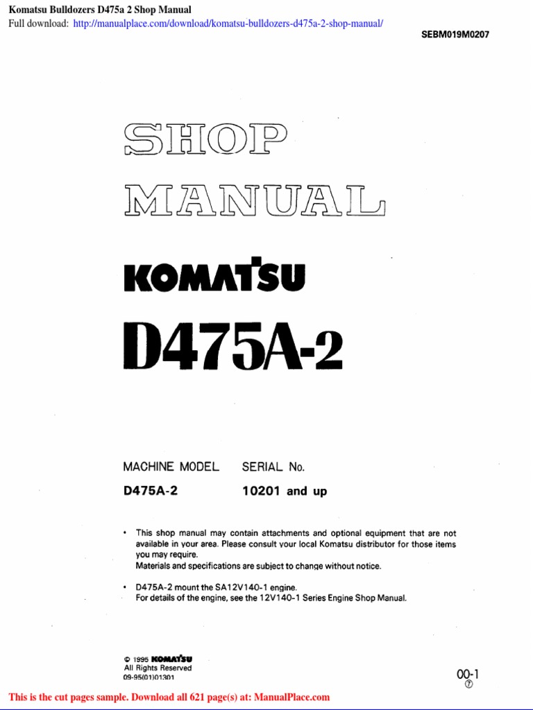 LILLIL Komatsu Bulldozers D475a 2 Shop Manual | PDF