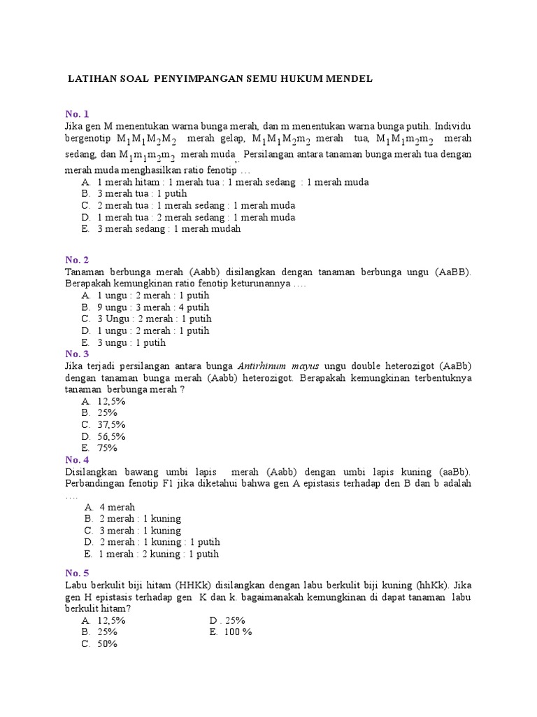 Latihan Soal Penyimpangan Semu Hukum Mendel | PDF