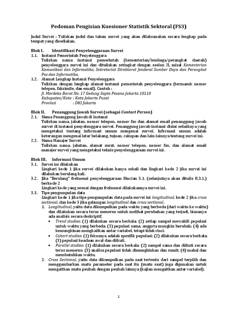 Pedoman Pengisian FS3 | PDF