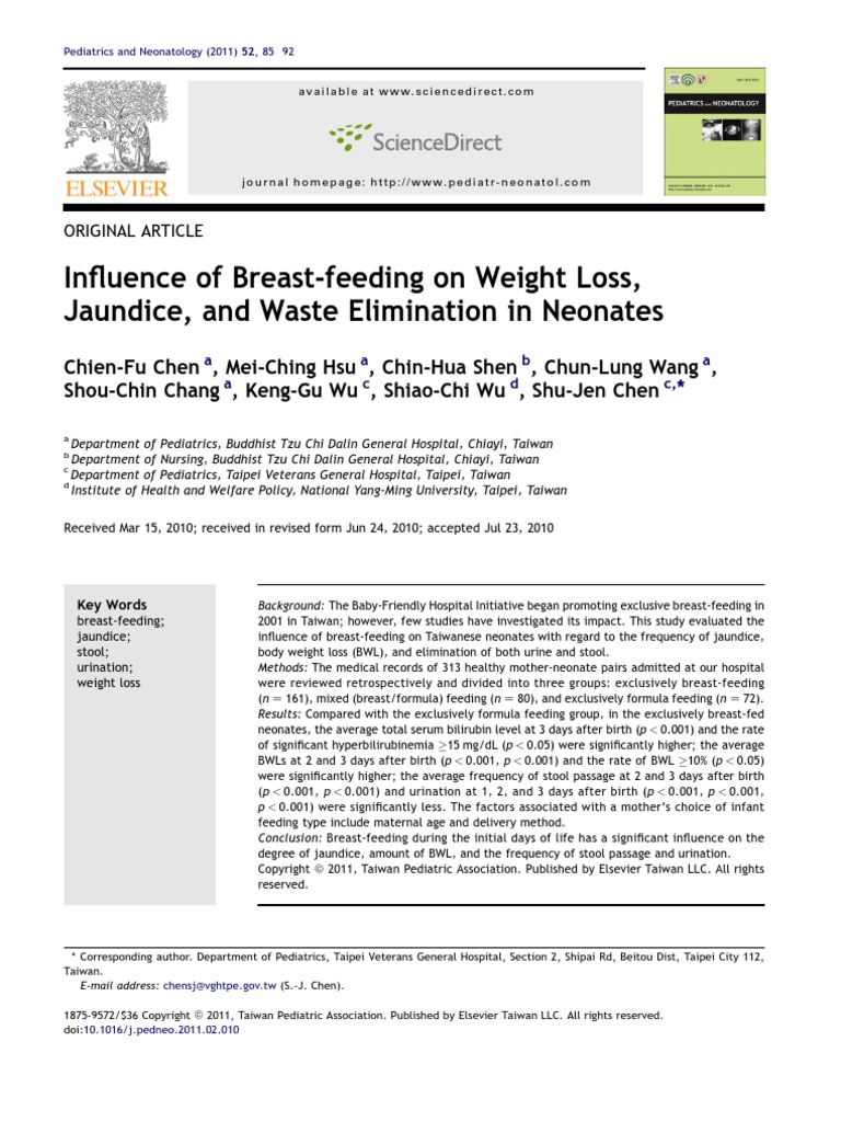 Influence of BreastFeeding On Weight Loss, Jaundice, and Waste