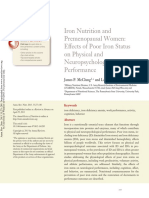 Iron Nutrition and Premenopausal Women Effects of Poor Iron Status On Physical and Neurophychological Performance