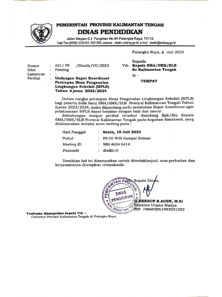 Undangan Rapat MPLS | PDF