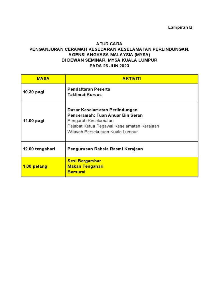 Lampiran B Tentatif Program | PDF