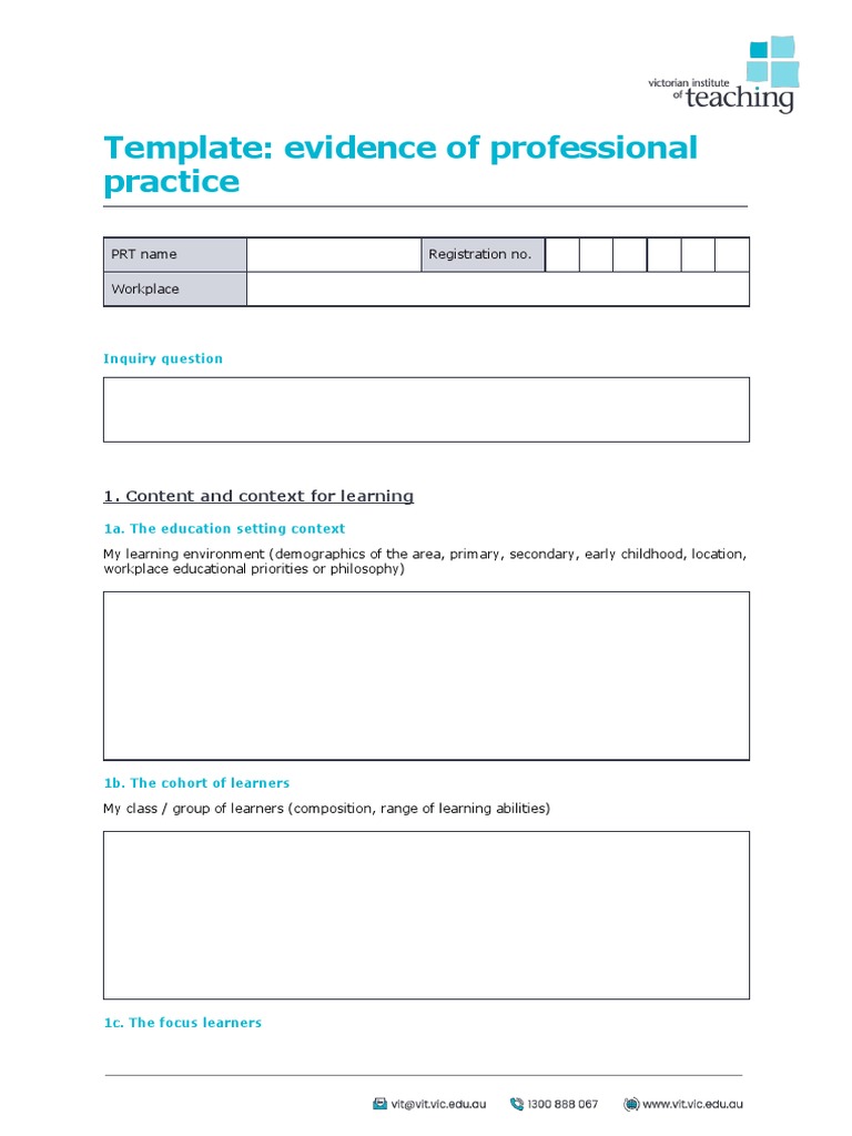 Document Evidence of Professional Practice Template 0 | PDF | Learning ...