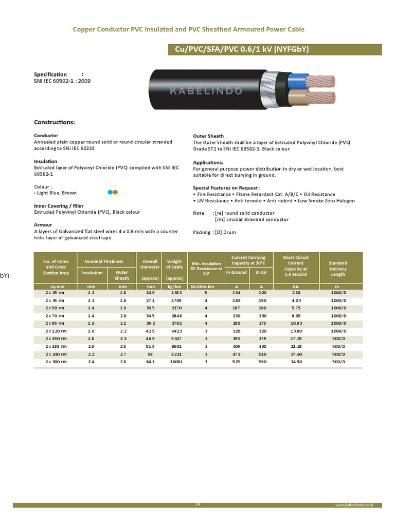 KABELINDO - NYFGbY | PDF | Electrical Conductor | Polyvinyl Chloride