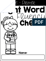 Sight Word Fluency Check Pre Primer