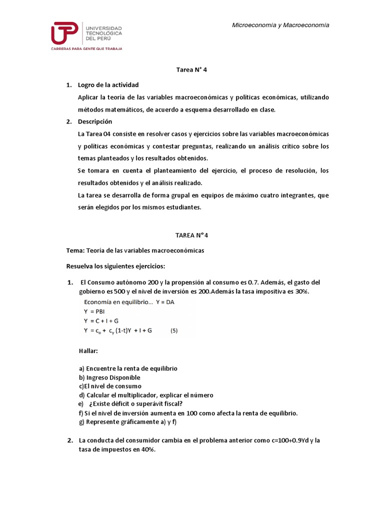 Tarea 04 - V01 | PDF | Macroeconómica | Economias