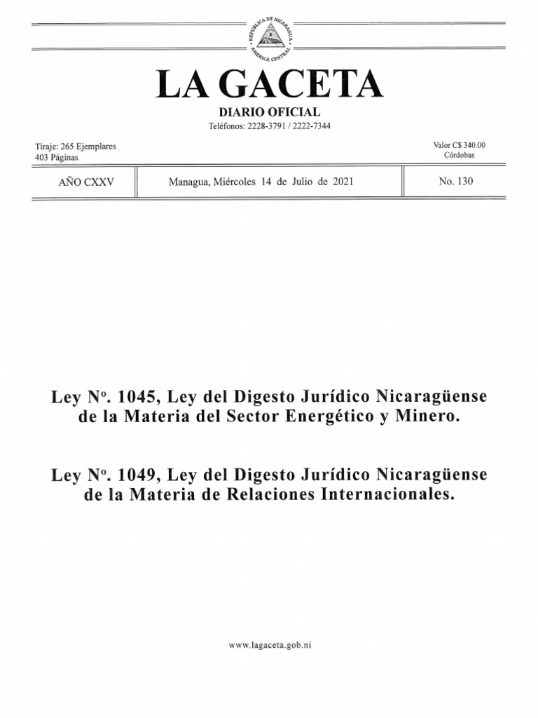 Ley No 1045 Digesto Juridico Nic Materia Sector Energetico y Minero ...