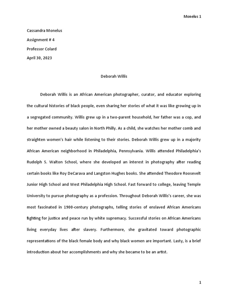 Research Paper On Deborah Willis PDF