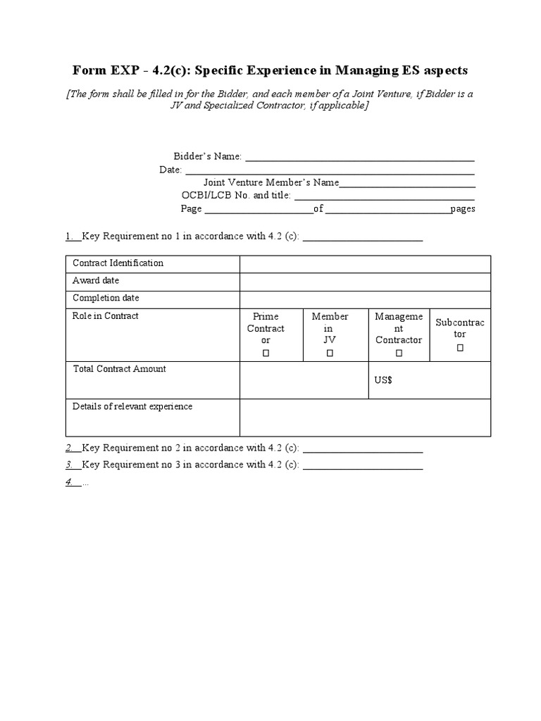 Form 4.2(c): Managing ES Experience | PDF | Finance & Money Management ...