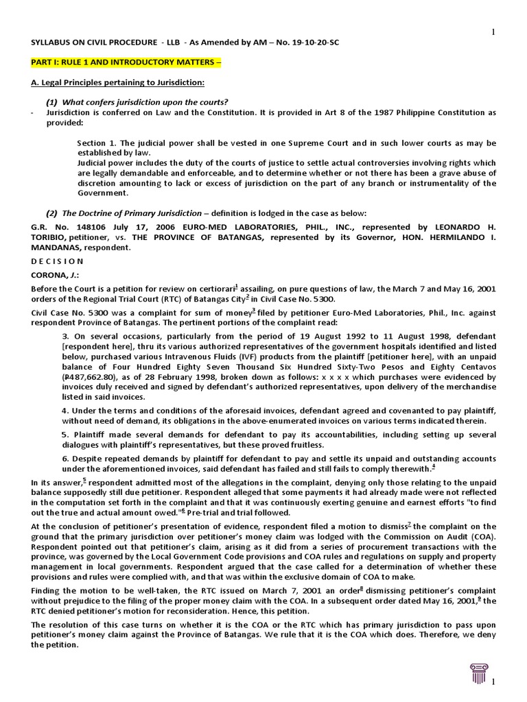 Syllabus on civil procedure revised rule 1 4 pdf lawsuit certiorari