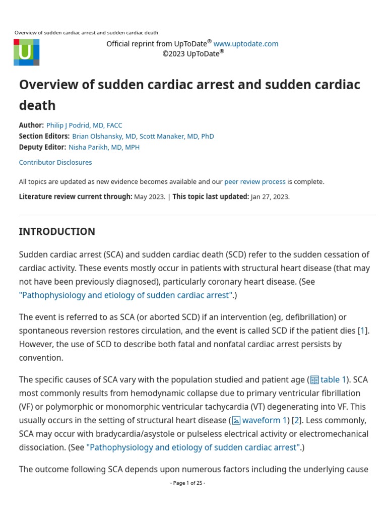 Overview of Sudden Cardiac Arrest and Sudden Cardiac Death | PDF