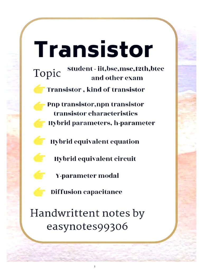 Transistor Physics Complete Handwrittent Notes PDF
