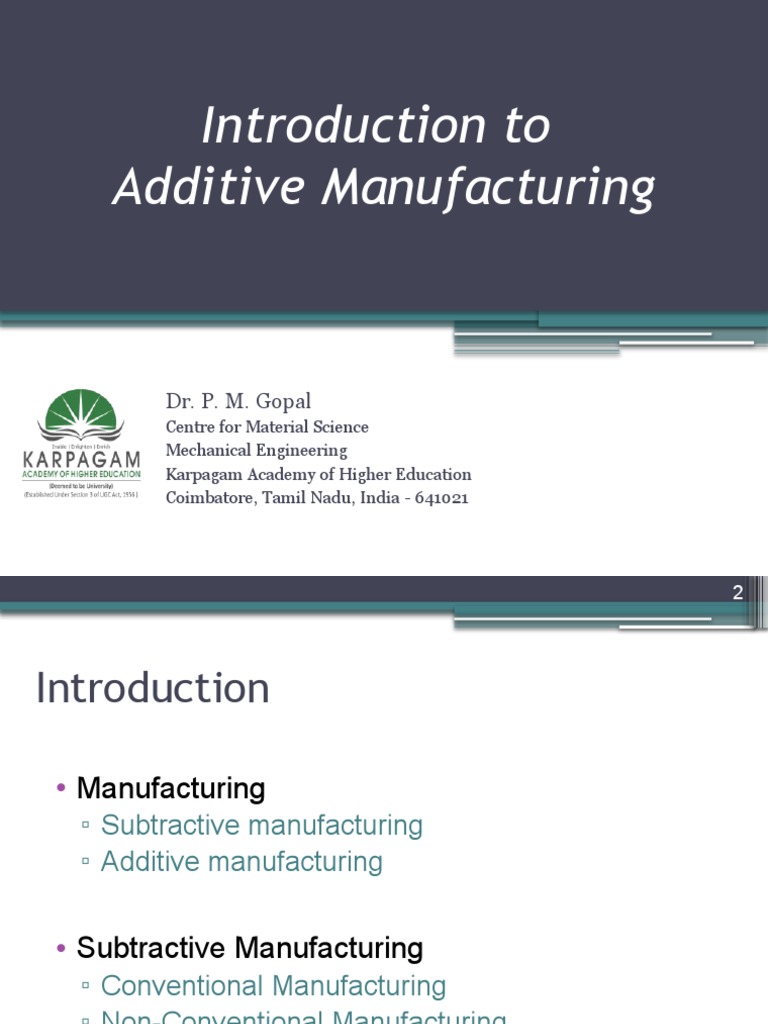 Additive Manufacturing PPT for dl PDF 3 D Printing Chemistry