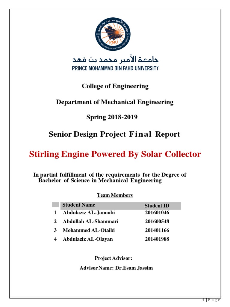 Solar-Powered Stirling Engine Project | PDF | Engines | Energy Development