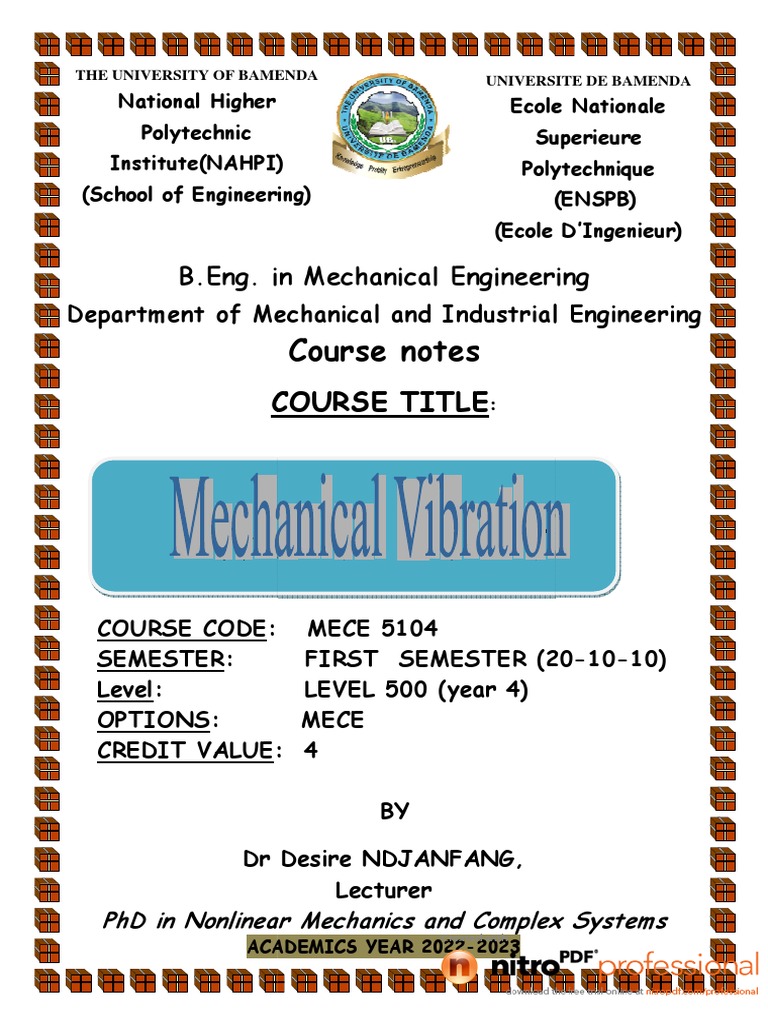 Mechanical Vibration Course Notes | PDF | Oscillation | Damping