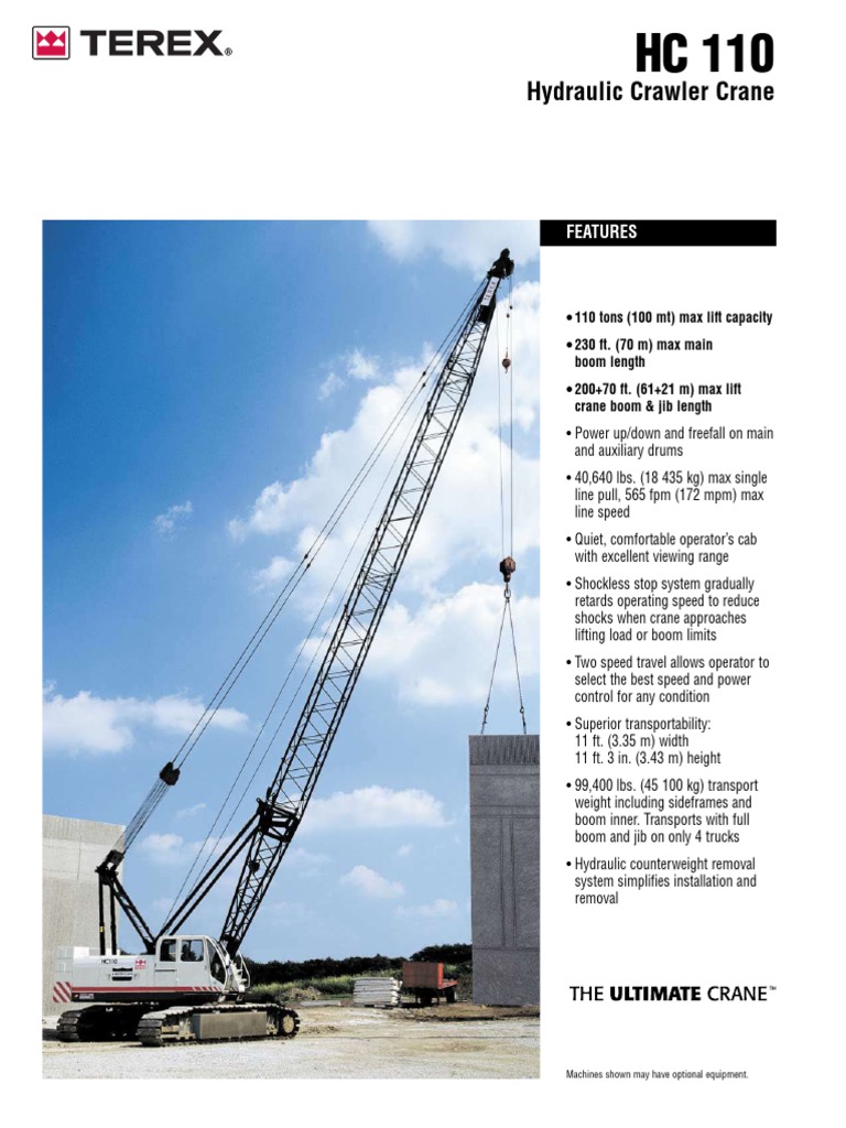 HC 110 Crawler Crane Load Chart | PDF | Crane (Machine) | Transport