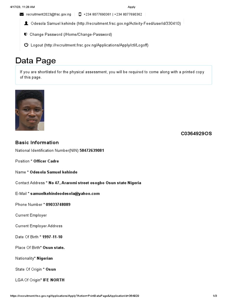 Apply FRSC. | PDF