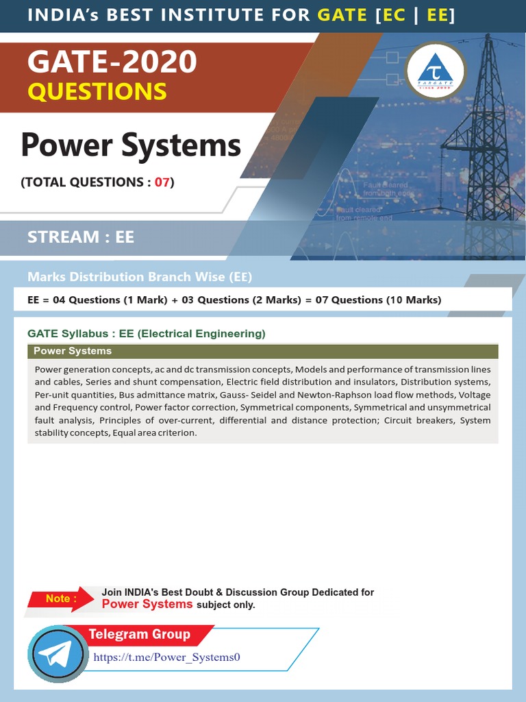 Power Systems GATE 20 Questions | Download Free PDF | Electric Power ...