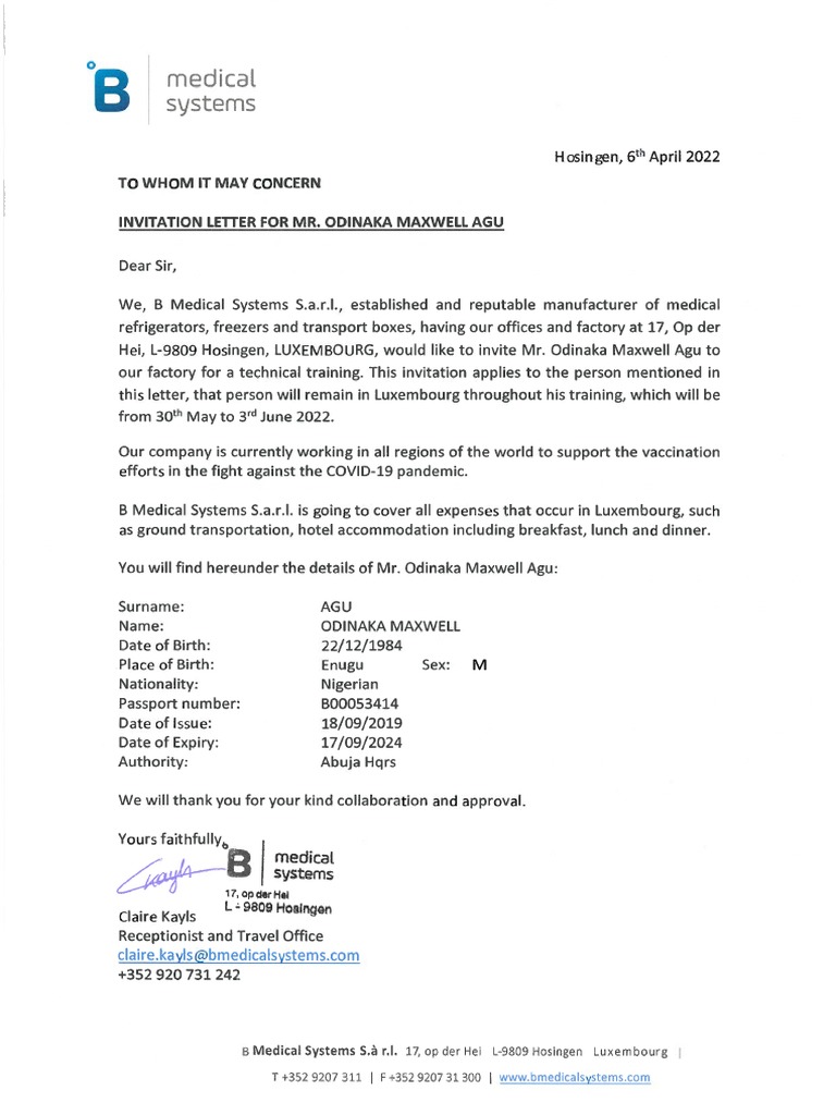 Invitation Letter To ODINAKA AGU May 2022 PDF