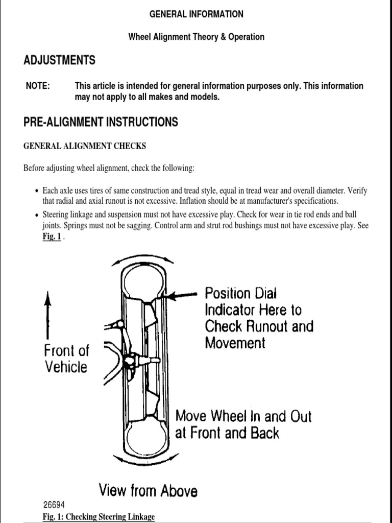 Wheel Alignment Procedure PDF Steering Wheel