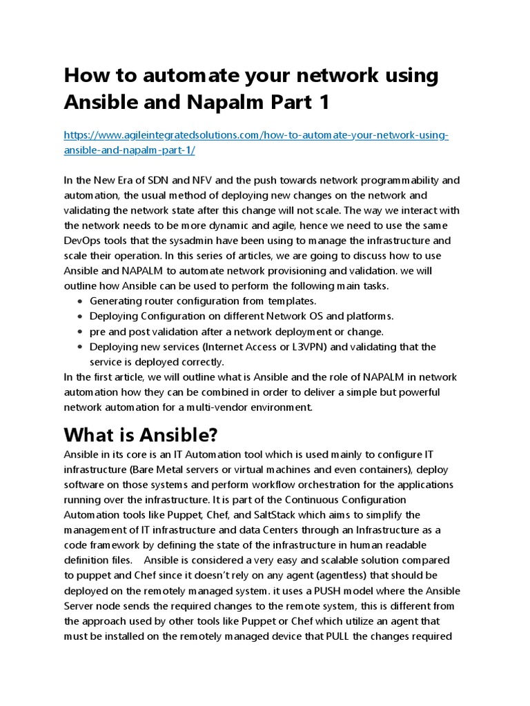 How To Automate Your Network Using Ansible and Napalm Part 1 | PDF ...