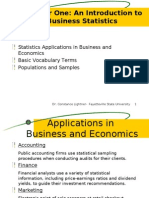 Chapter One: An Introduction To Business Statistics