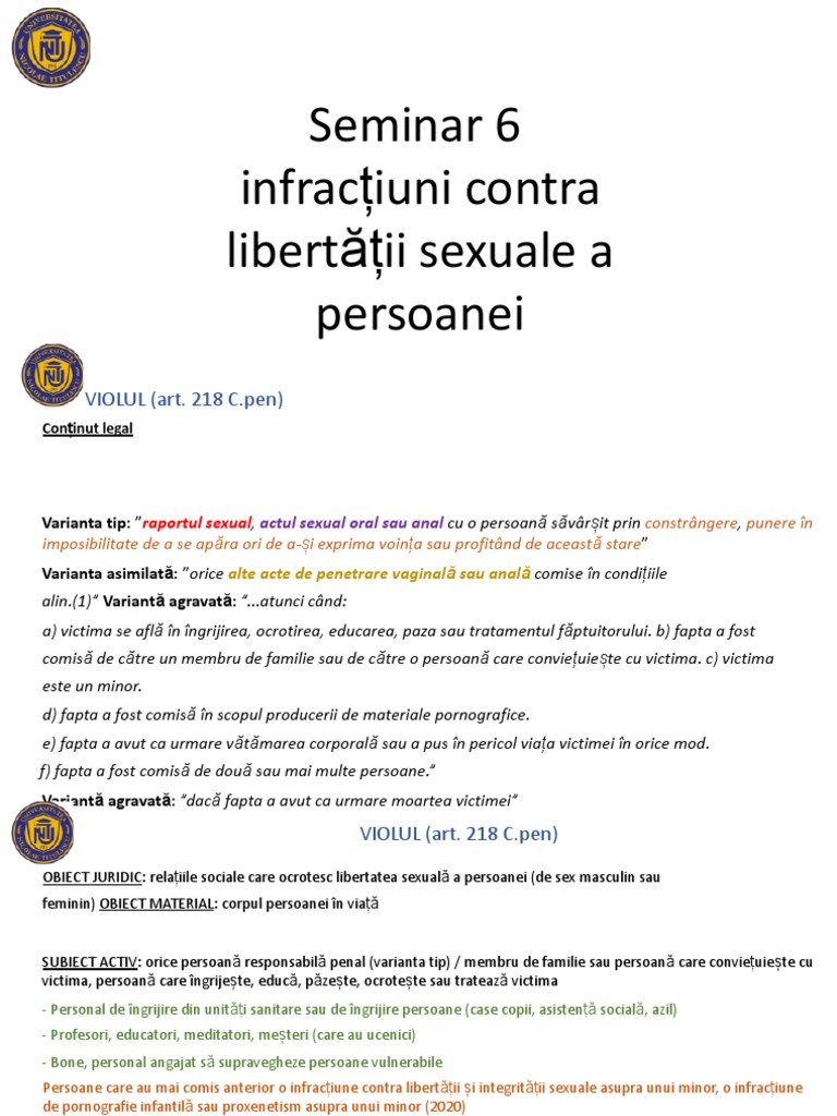 Infractiuni Contra Libertății Sexuale | PDF