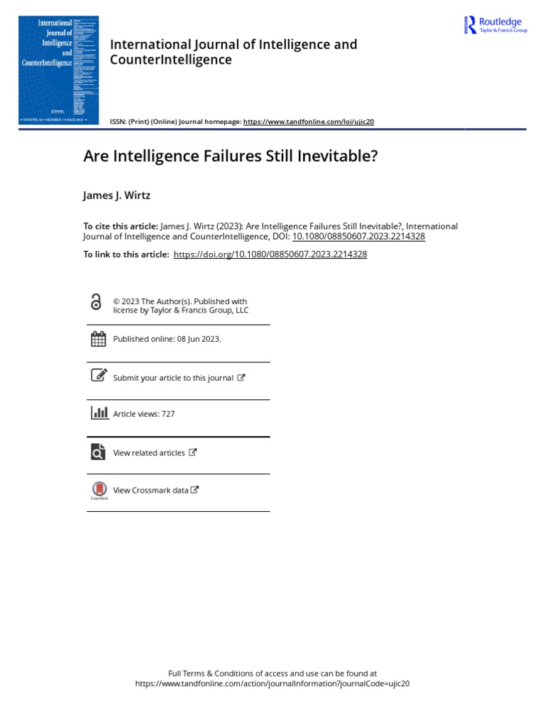Are Intelligence Failures Still Inevitable PDF Intelligence