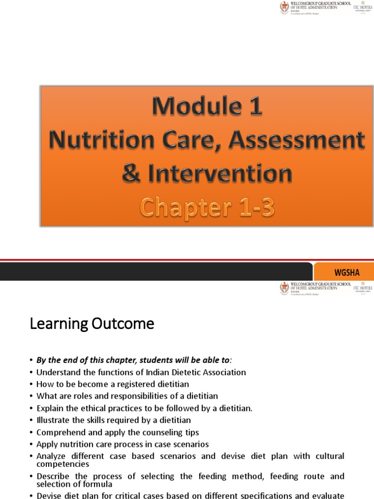 Module 1 Nutrition Care, Assessment & Intervention - Chapter 1-3 | PDF ...