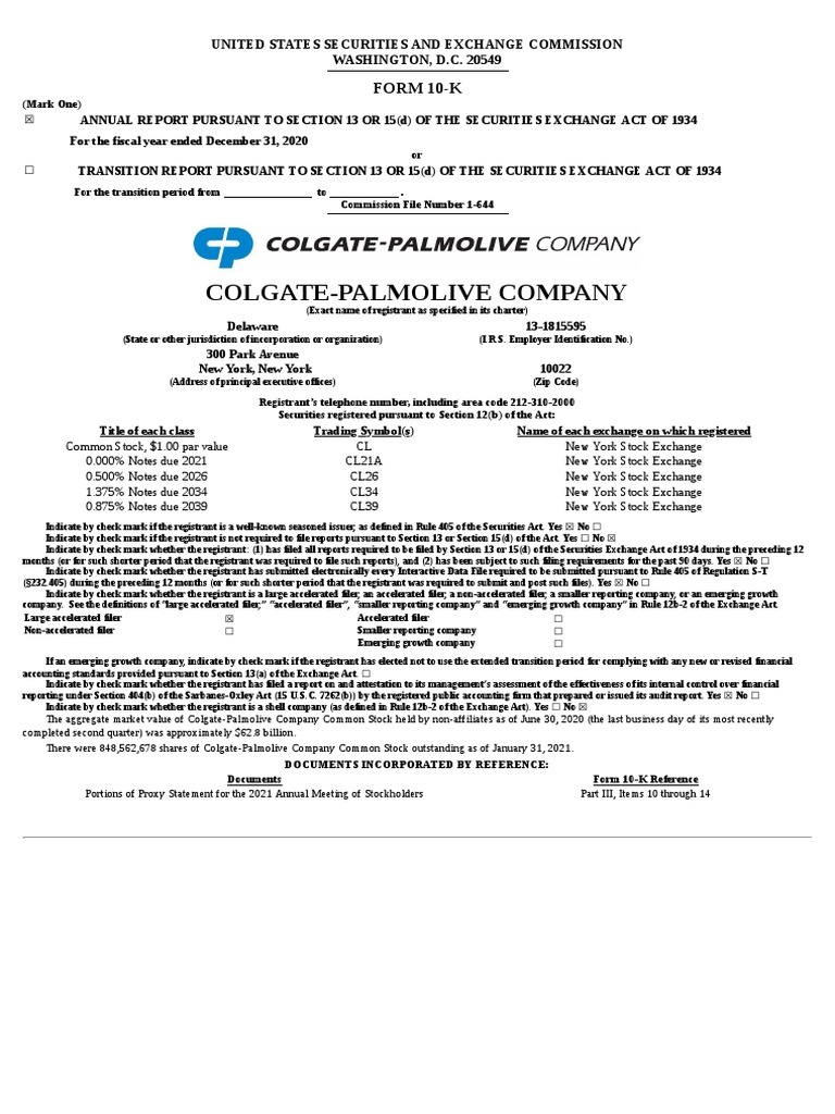 ColgatePalmolive Company FORM 10K PDF