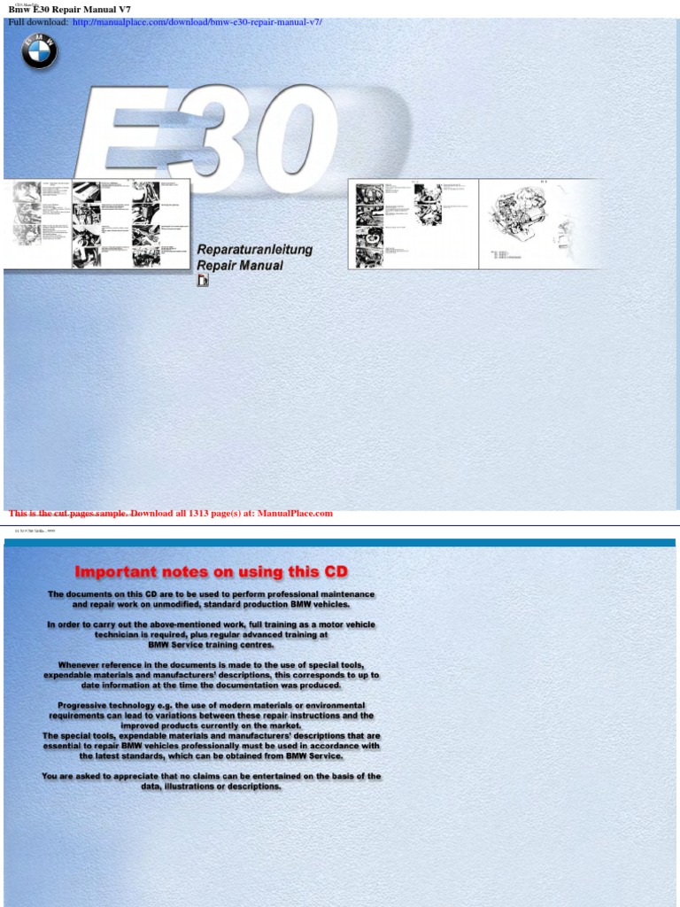 BMW E30 Repair Manual v7 | PDF | Cars Of Germany | Luxury Brands