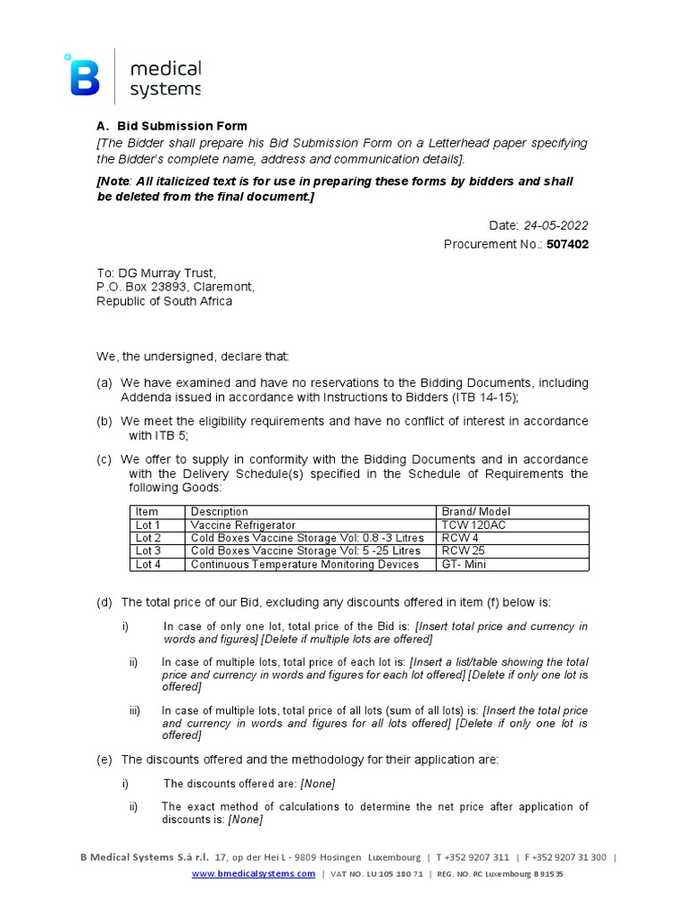 A. Bid Submission Form | PDF