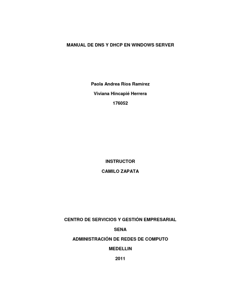 Manual de DNS y DHCP en Windows Server | PDF | Dirección IP | sistema ...
