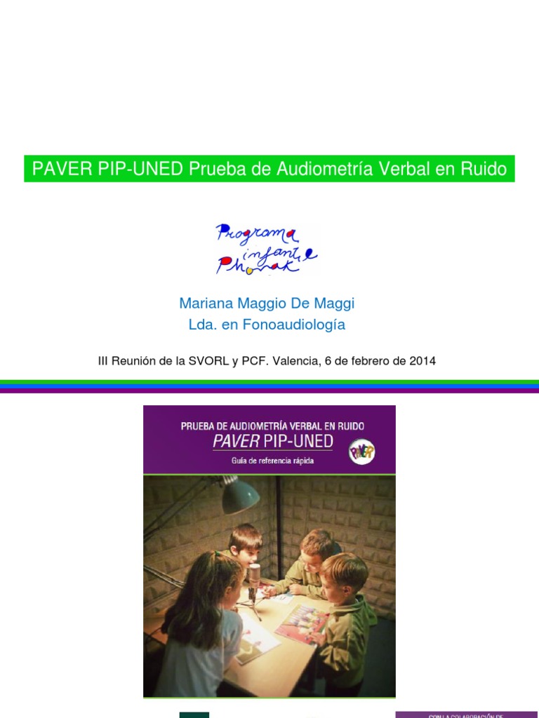 PAVER PIP-UNED Prueba de Audiometría Verbal en Ruido | PDF