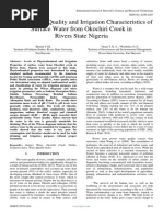 Evaluation of Quality and Irrigation Characteristics of Surface Water From Okochiri Creek in Rivers State Nigeria